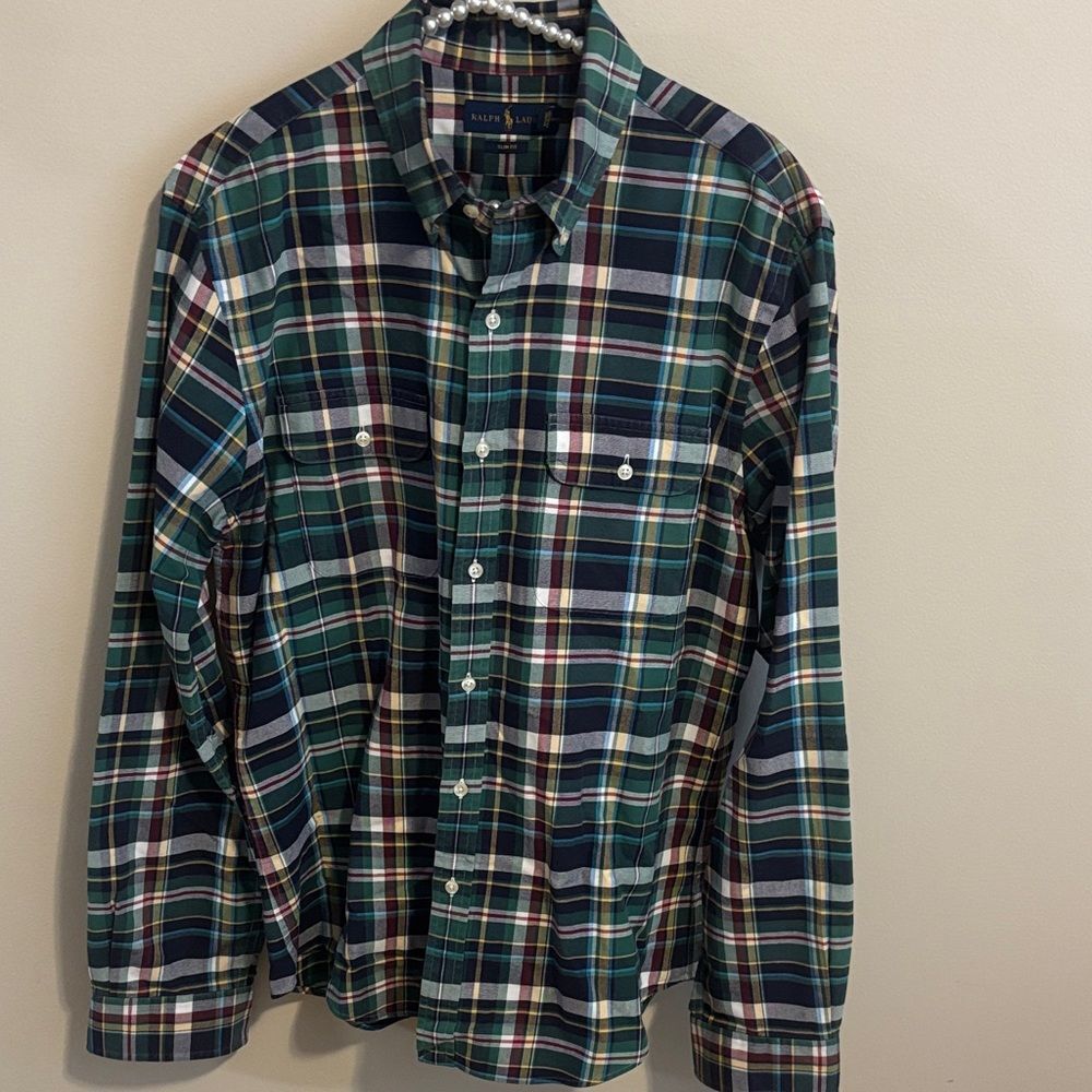 Ralph Lauren Men's Multicolor Plaid Button Down Shirt slim fit size large